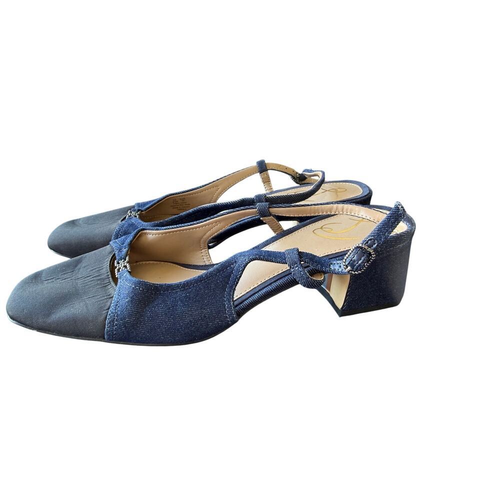Sam Edelman Women's Navy Black Fabric Tarra Slingback Heel Sandals Size 8.5M - Picture 8 of 11